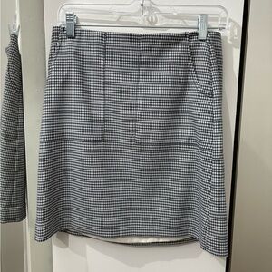 LOFT Checkered A-Line Skirt